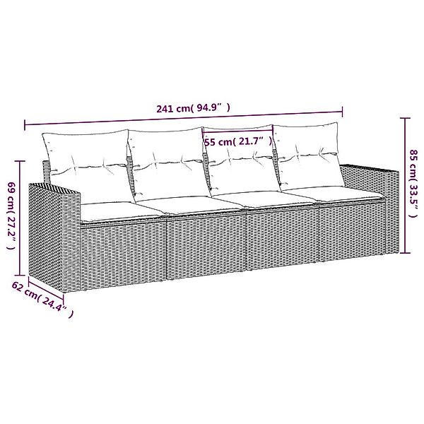 vidaXL Sofaelement 4-tlg. Garten-Sofagarnitur mit Kissen günstig online kaufen