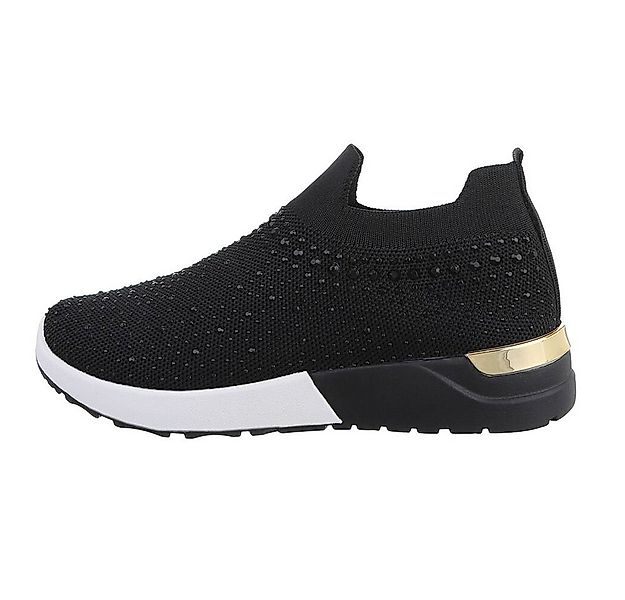 Ital-Design Damen Low-Top Freizeit Sneaker Flach Sneakers Low in Schwarz günstig online kaufen
