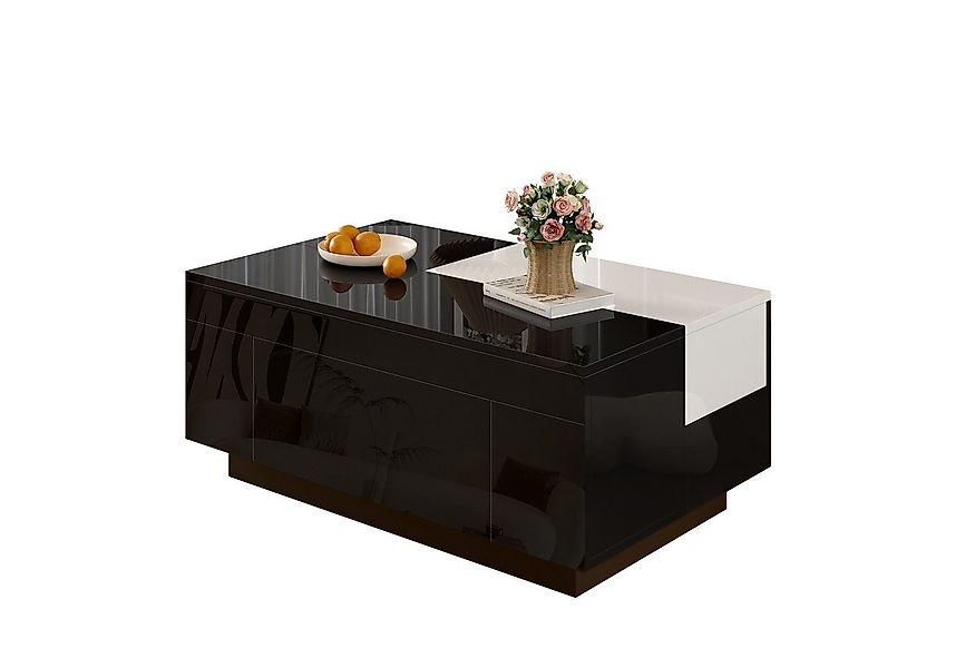 Merax Couchtisch hochglanz Sofatisch Beistelltisch mit LED-Beleuchtung (Woh günstig online kaufen