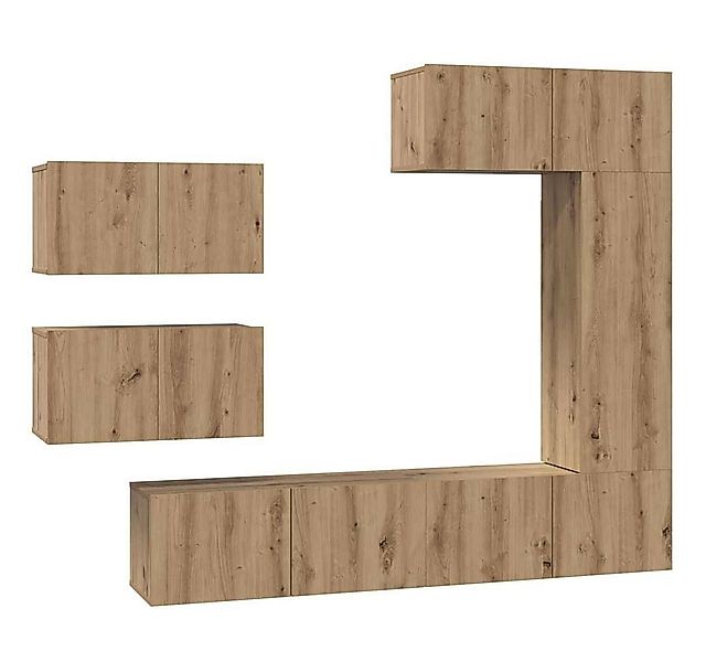 vidaXL TV-Schrank TV-Schrankset Wandmontiert 6 pcs Artisan-Eiche Holzwerkst günstig online kaufen