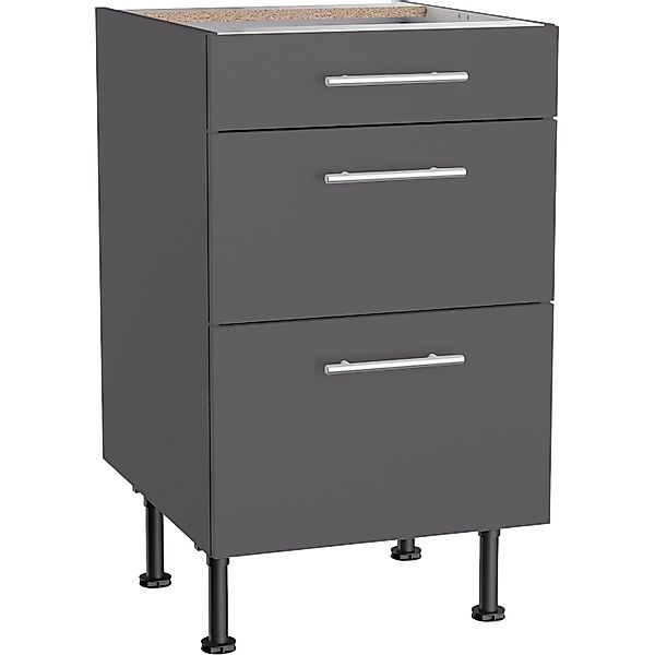 Optifit Küchen-Unterschrank mit 3 Auszügen Ingvar420 50 cm Anthrazit Matt günstig online kaufen