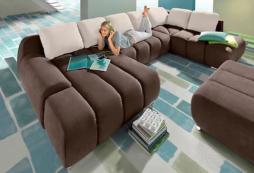 Home affaire Wohnlandschaft »Bono U-Form« wahlweise mit Bettfunktion günstig online kaufen