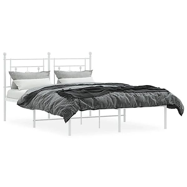 vidaXL Bettgestell mit Kopfteil Metall Weiß 140x190 cm 374388 günstig online kaufen