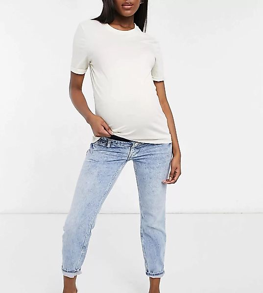 River Island Maternity – Bequeme Mom-Jeans mit Stretchbund über dem Babybau günstig online kaufen