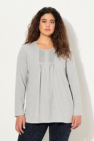 Ulla Popken T-Shirt Shirt Falten Perlen A-Linie Langarm günstig online kaufen