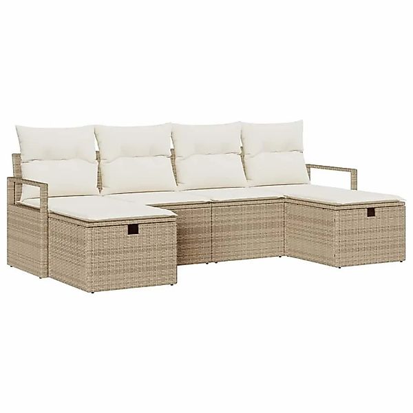 vidaXL Sofa Set mit Kissen 6-Tlg Beige und Creme Poly-Rattan 3359220 günstig online kaufen