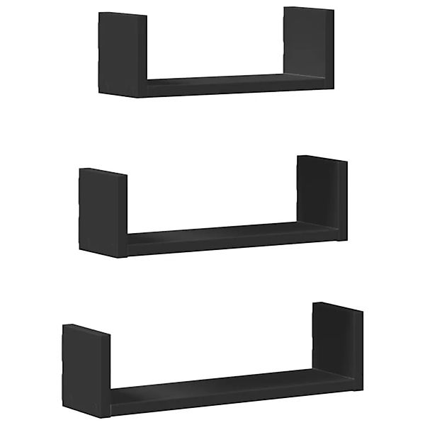 vidaXL Wandregal 3 Stk Schwarz Holzwerkstoff 853309 günstig online kaufen
