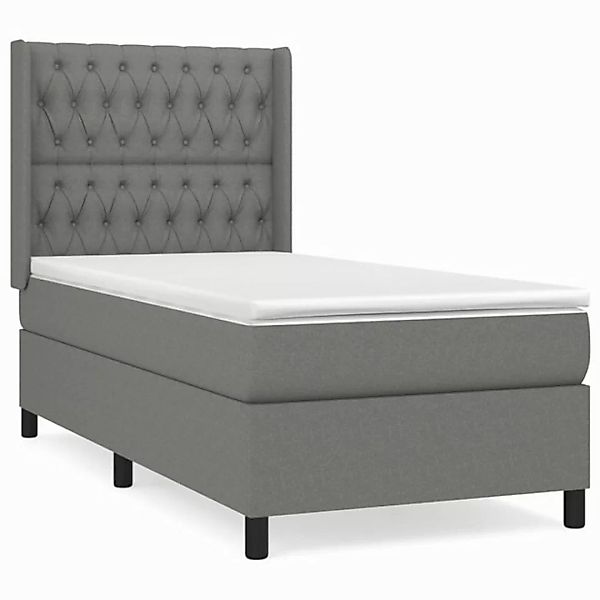 vidaXL Boxspringbett Boxspringbett mit Matratze Dunkelgrau 90x200 cm Stoff günstig online kaufen