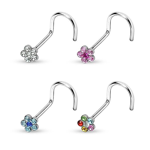 viva-adorno Nasenpiercing gebogen 0,8mm Nasenstecker Zirkonia günstig online kaufen