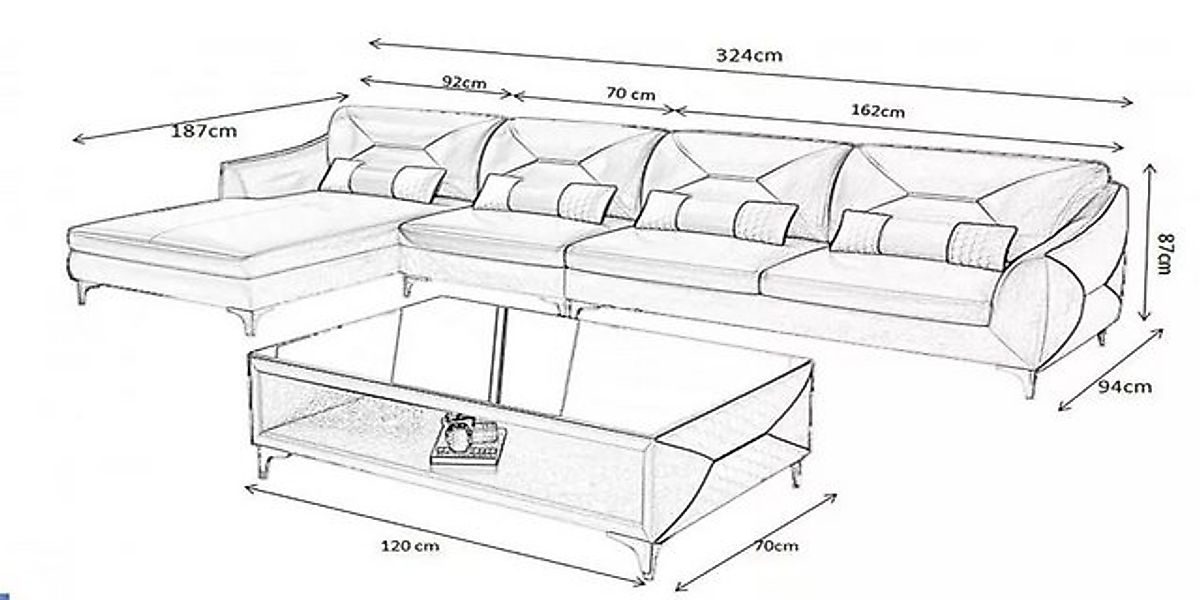 Xlmoebel Ecksofa Modernes Ecksofa aus Leder mit Designer-Stil in L-Form - L günstig online kaufen