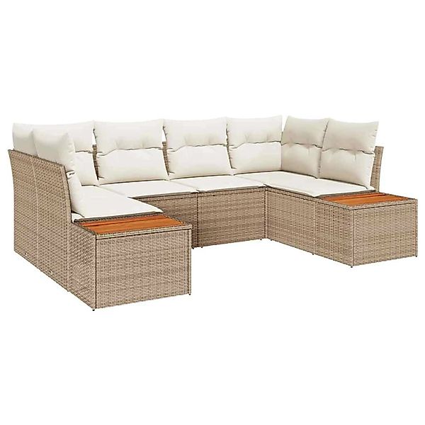vidaXL Garten-Sofa-Set mit Kissen 6-Tlg Beige Poly Rattan 3348157 günstig online kaufen