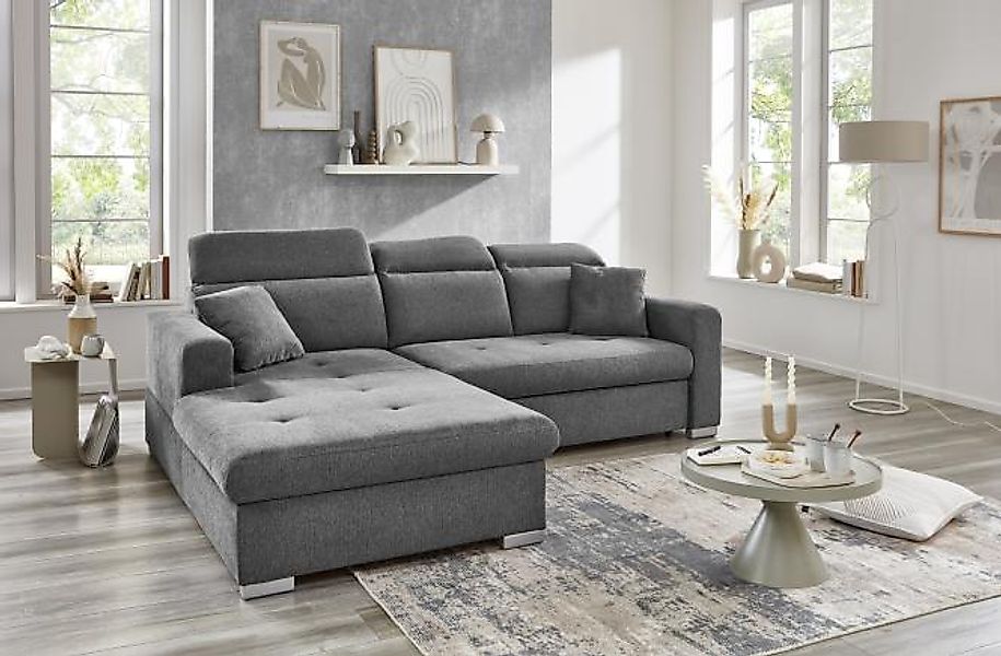 Ecksofa mit Schlaffunktion und Bettkasten ca. 185x244 cm Ottomane links Sil günstig online kaufen