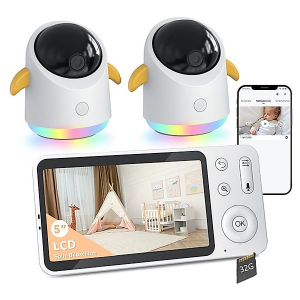 Boifun Video-Babyphone Babyphone mit 2 Kameras 2K/3MP, 5 Zoll WiFi Video Ba günstig online kaufen