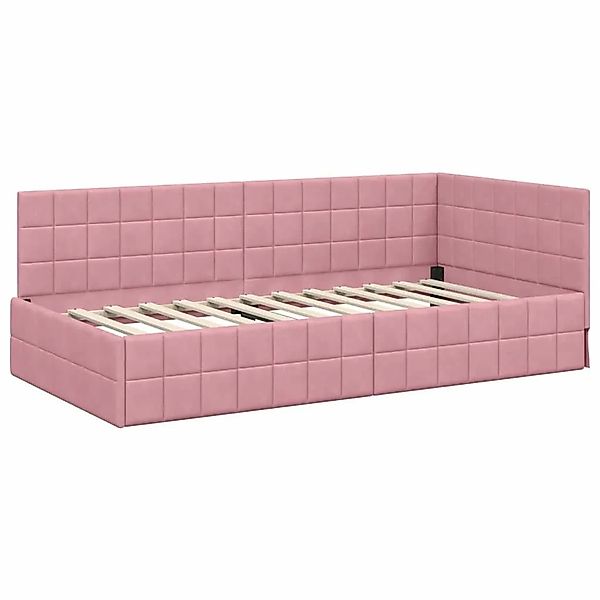 vidaXL Eckbettgestell mit Kopfteil Rosa 90 x 200 cm Stoff 42016391 günstig online kaufen