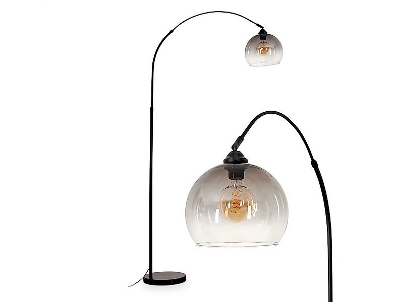 hofstein Stehlampe Stehlampe aus Metall/Glas/Marmor in Schwarz/Rauchfarben/ günstig online kaufen