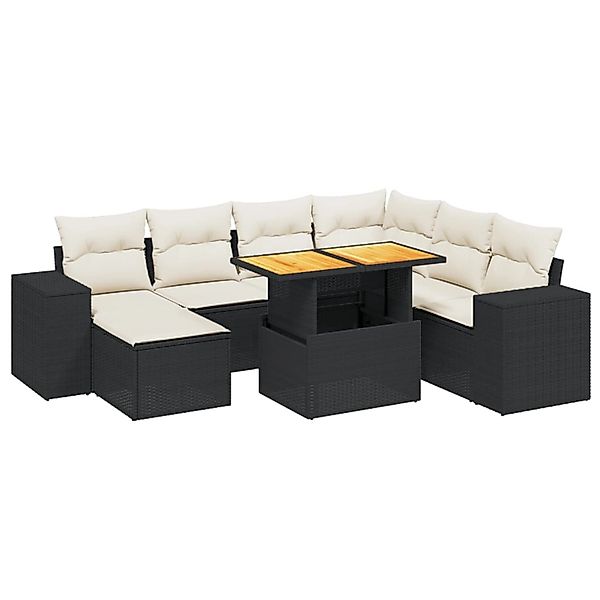 vidaXL 8-Tlg Garten-Sofagarnitur mit Kissen Schwarz Poly Rattan 3275940 günstig online kaufen