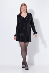 Ulla Popken Cocktailkleid Bodycon-Kleid Pailletten V-Ausschnitt günstig online kaufen