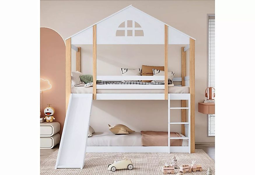 REDOM Etagenbett Hausbett Holzbett Kinderbett, mit Rutsche Zäunen und Falls günstig online kaufen