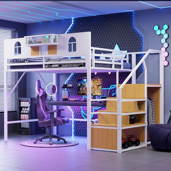 Merax Hochbett 140x200cm (1-St., Jugendbett Einzelbett günstig online kaufen