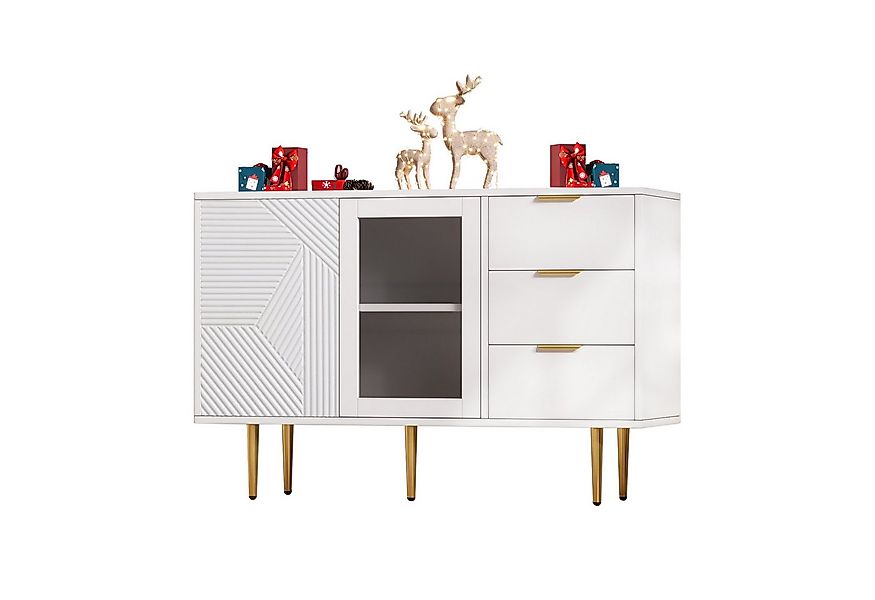 Refined Living Sideboard Kommode mit 3 Schubladen und 2 Türen,mit Metallfüß günstig online kaufen