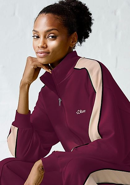 s.Oliver Sweatjacke, mit Reißverschluss und Kontrast Einsätzen, Loungewear günstig online kaufen