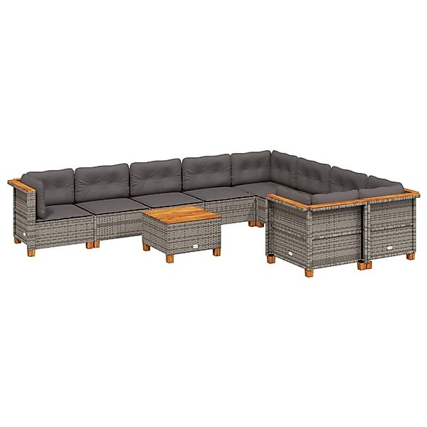 vidaXL 10-Tlg Garten-Sofagarnitur mit Kissen Grau Poly Rattan 3262008 günstig online kaufen