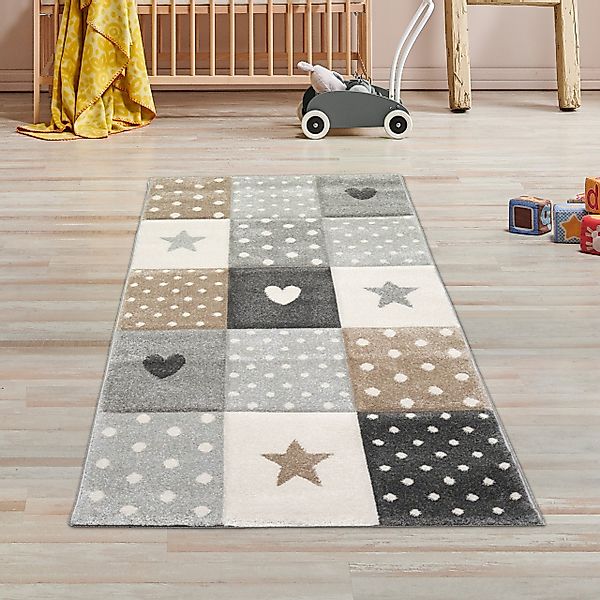 TeppichHome24 Kinderteppich Kinderzimmer Teppich Herz Stern günstig online kaufen