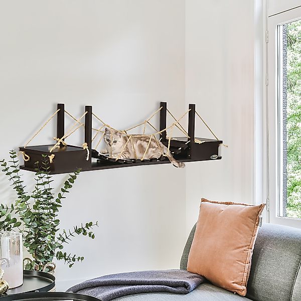 PawHut Kratzbaum Katzenregal, Hängebrücke, 96 cm günstig online kaufen