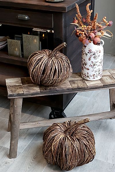 Chic Antique Dekofigur Kürbis Rattan H28/D30 günstig online kaufen