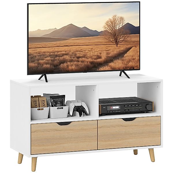HOMCOM TV Schrank Lowboard Spanplatte Weiß 99L x 39B x 58,3H cm günstig online kaufen