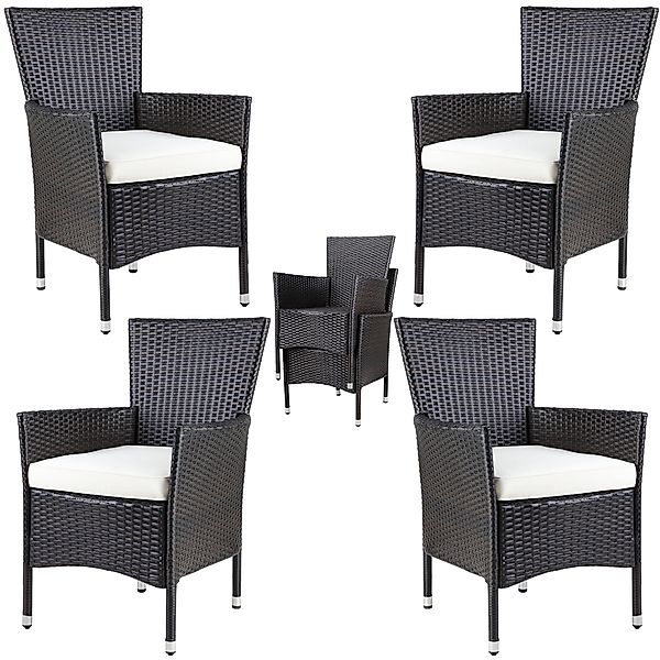 Casaria Gartenstuhl, Polyrattan 4er Set Stapelbar günstig online kaufen