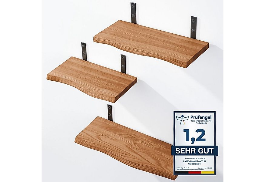 LAMO Manufaktur Wandregal LAMO Manufaktur 3 Stück Wandregal Holz 42/36/30cm günstig online kaufen