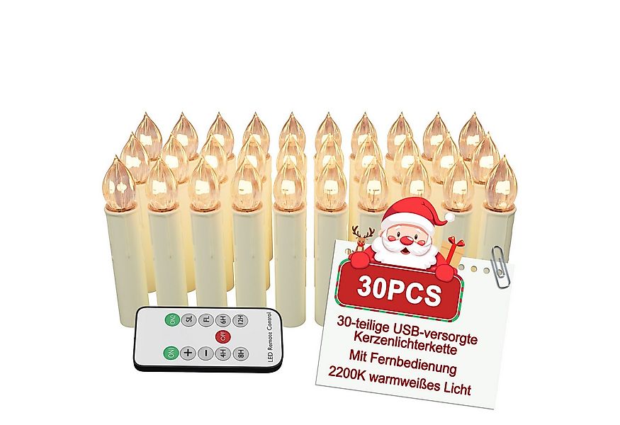 FIVMEN LED-Kerze Weihnachtskerzen mit Haken Kabellos Dimmbar Kerzen mit Fer günstig online kaufen