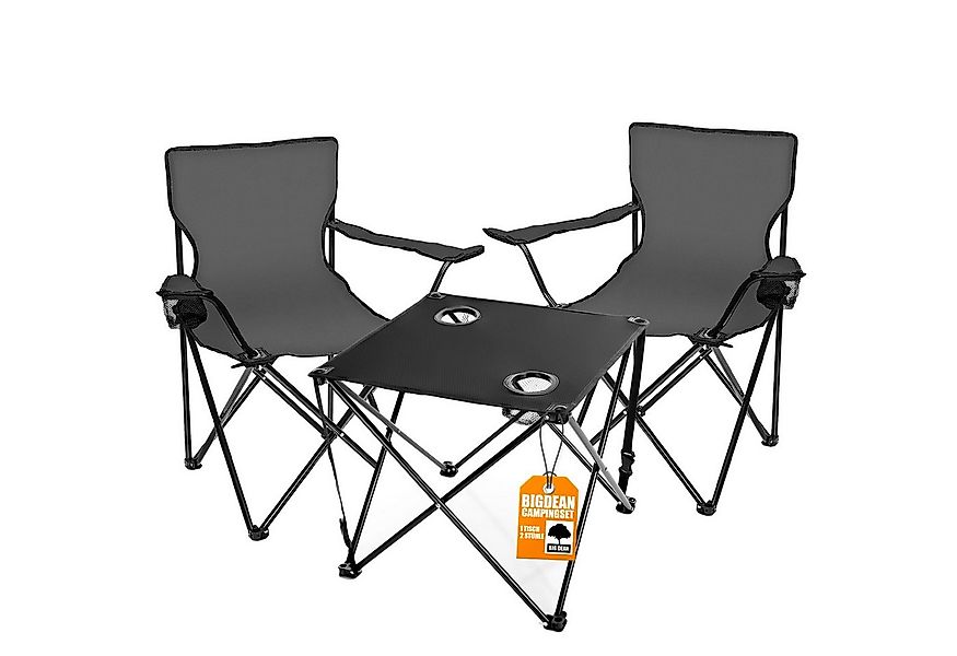 BigDean Campingstuhl mit Stühlen dunkelgrau - Camping Tisch Stuhl Set Campi günstig online kaufen