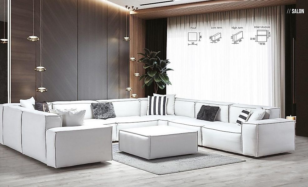 JVmoebel Ecksofa U-Form Weiß Wohnlandschaft Couch Polster Eckgarnitur Eckga günstig online kaufen