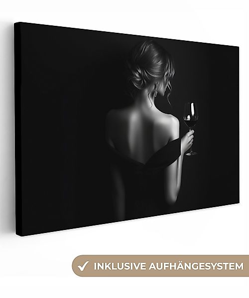 OneMillionCanvasses® Leinwandbild Frau - Wein - günstig online kaufen