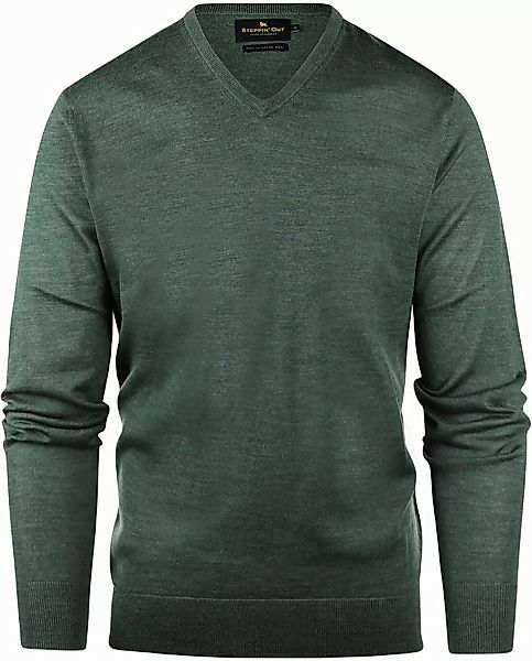 Steppin' Out Pullover V-Ausschnitt Merinowolle Sage Grün - Größe M günstig online kaufen