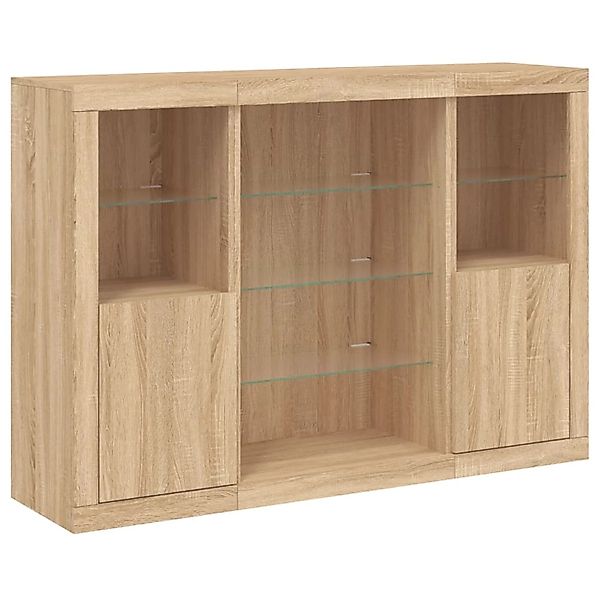 vidaXL Sideboards mit LED-Leuchten 3 Stk Sonoma-Eiche Holzwerkstoff 3209130 günstig online kaufen