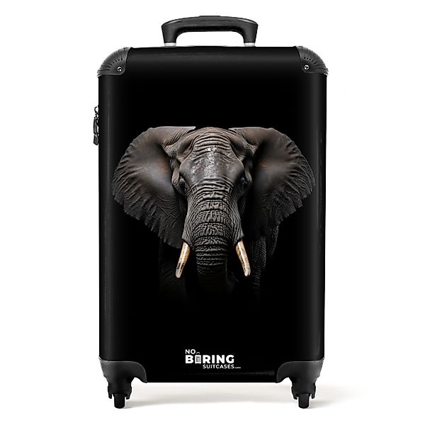 NoBoringSuitcases.com© Hartschalen-Trolley Elefant Vorderansicht auf schwar günstig online kaufen