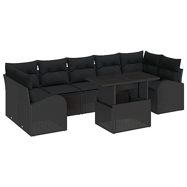 vidaXL Loungesofa 8-teilige Garten Sofa Set mit Kissen Schwarzes Poly-Ratta günstig online kaufen