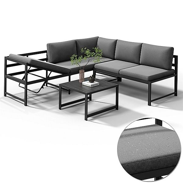 Mucola Gartenlounge-Set Ecksofa mit Liegefunktion Aluminium günstig online kaufen