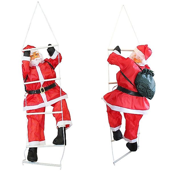 en.casa Weihnachtsfigur, Nikolaus auf Leiter 85cm günstig online kaufen