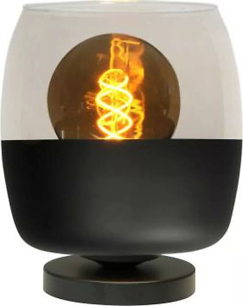 Tischlampe Rauchglas Metall Schwarz klein Ø 17 cm günstig online kaufen