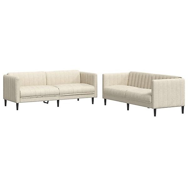 vidaXL Sofa, 2-tlg. Sofagarnitur Creme Stoff günstig online kaufen