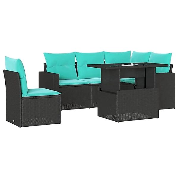 vidaXL 6-Tlg Gartensofa-Set mit Kissen Schwarz Polyrattan 3267277 günstig online kaufen