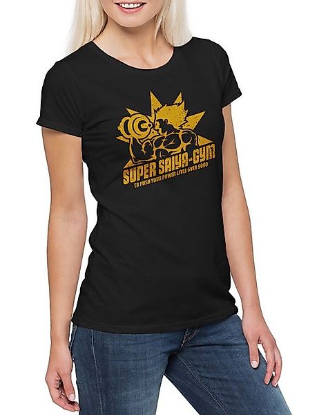 Urban Backwoods Print-Shirt Black Super Saiya Gym Vintage Damen T-Shirt Dra günstig online kaufen