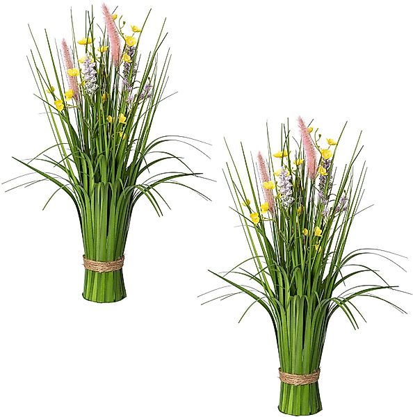 Kunstgras Stehgras-Busch mit Blüten, Creativ green, günstig online kaufen
