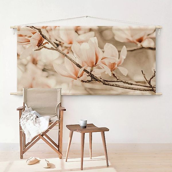 Wandteppich Magnolienzweige im Vintagestil günstig online kaufen