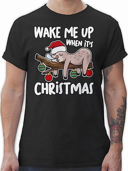 Shirtracer T-Shirt Wake me up when it's christmas - weiß Weihachten Kleidun günstig online kaufen