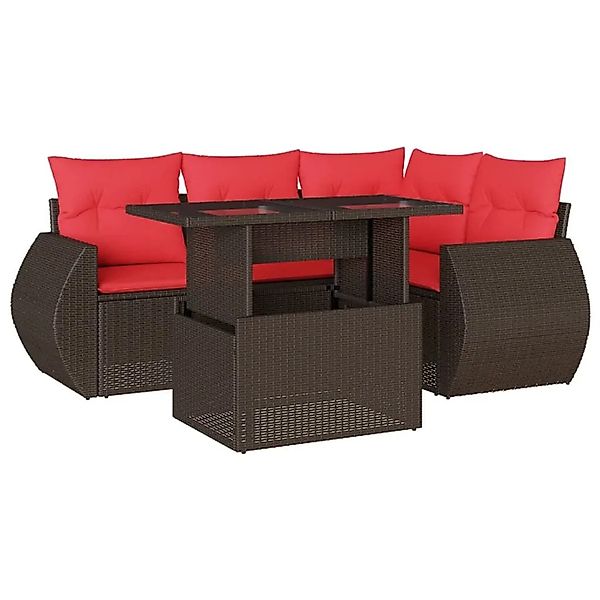 vidaXL 5-Tlg Gartensofa-Set mit Kissen Braun Polyrattan 3268514 günstig online kaufen